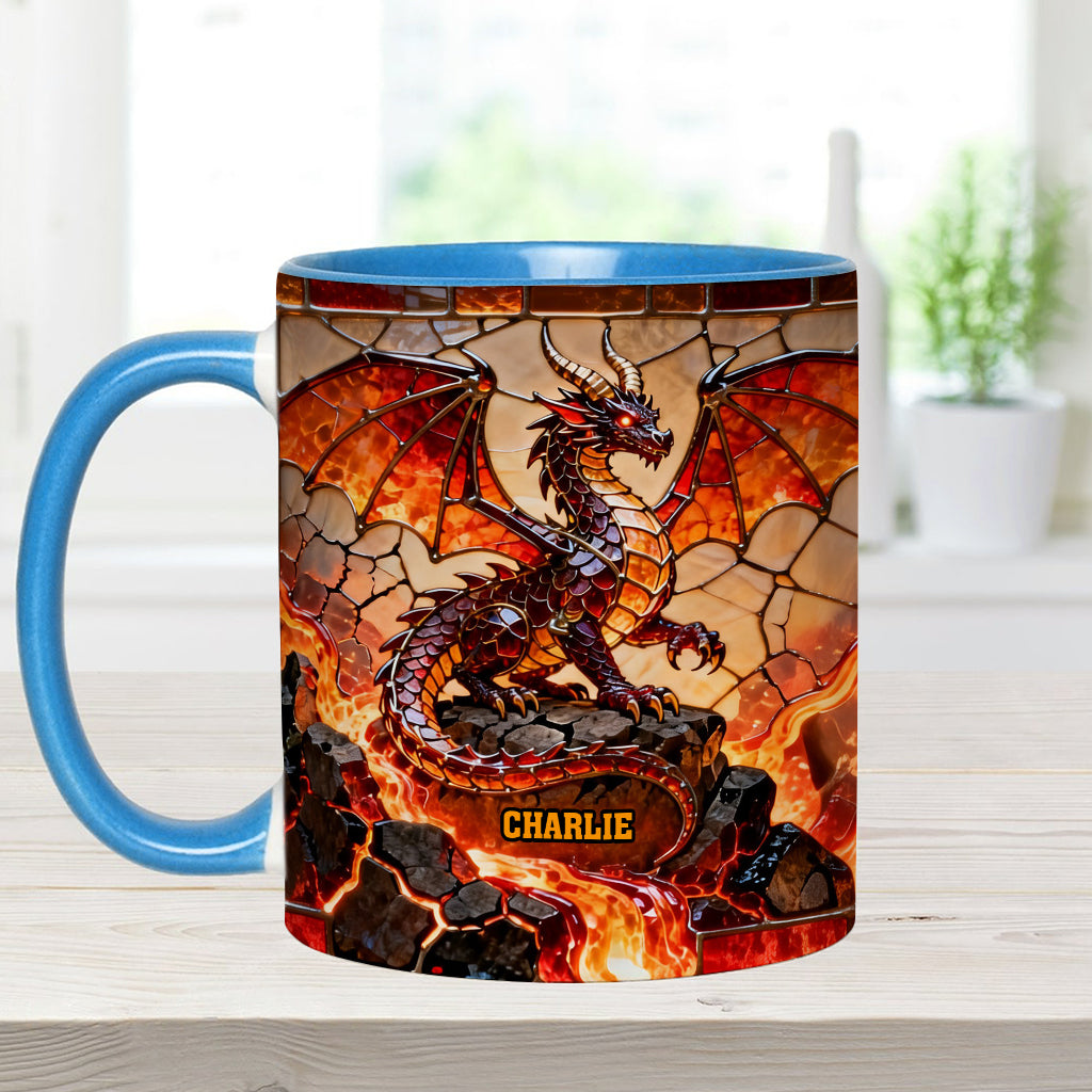 Mug et sous-verre personnalisés avec motif dragon de feu