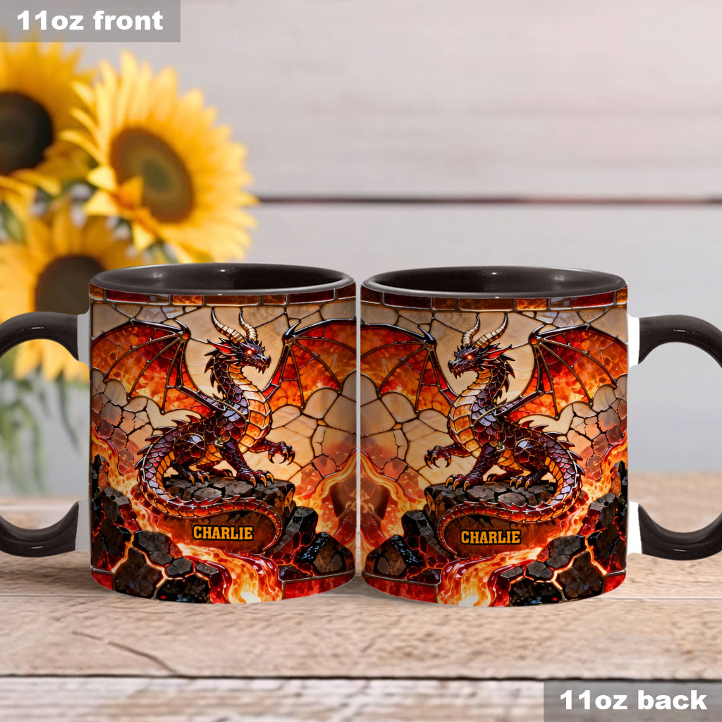 Mug et sous-verre personnalisés avec motif dragon de feu