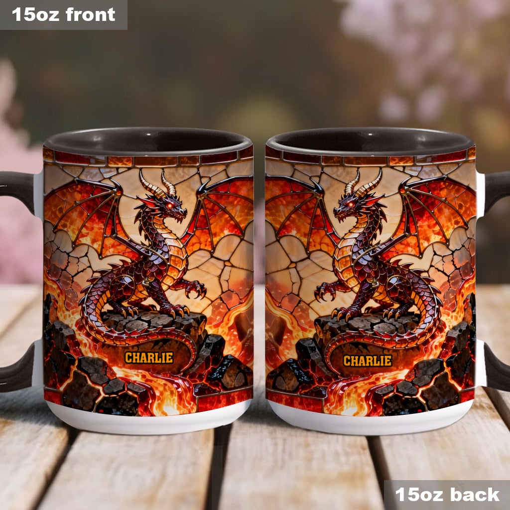 Mug et sous-verre personnalisés avec motif dragon de feu