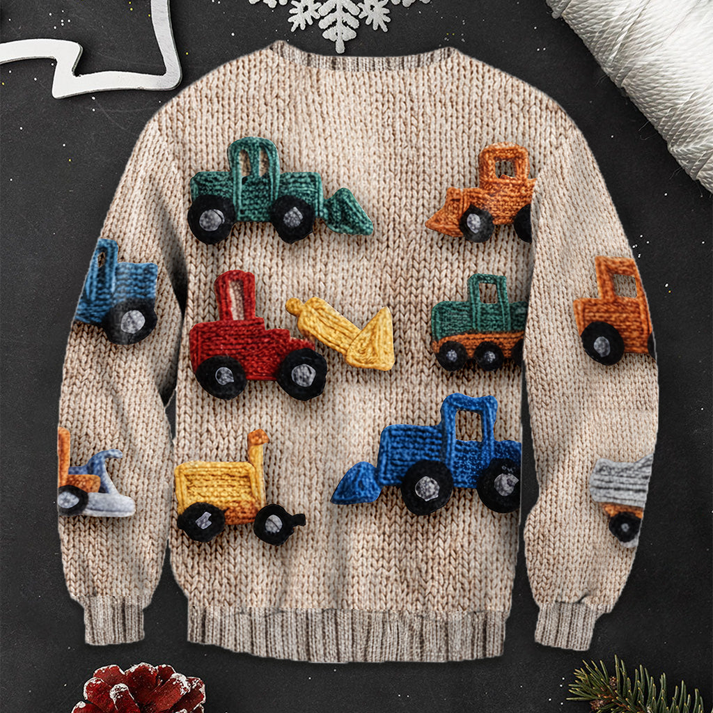 Construction Vehicles - Personalized Kid Ugly Sweater