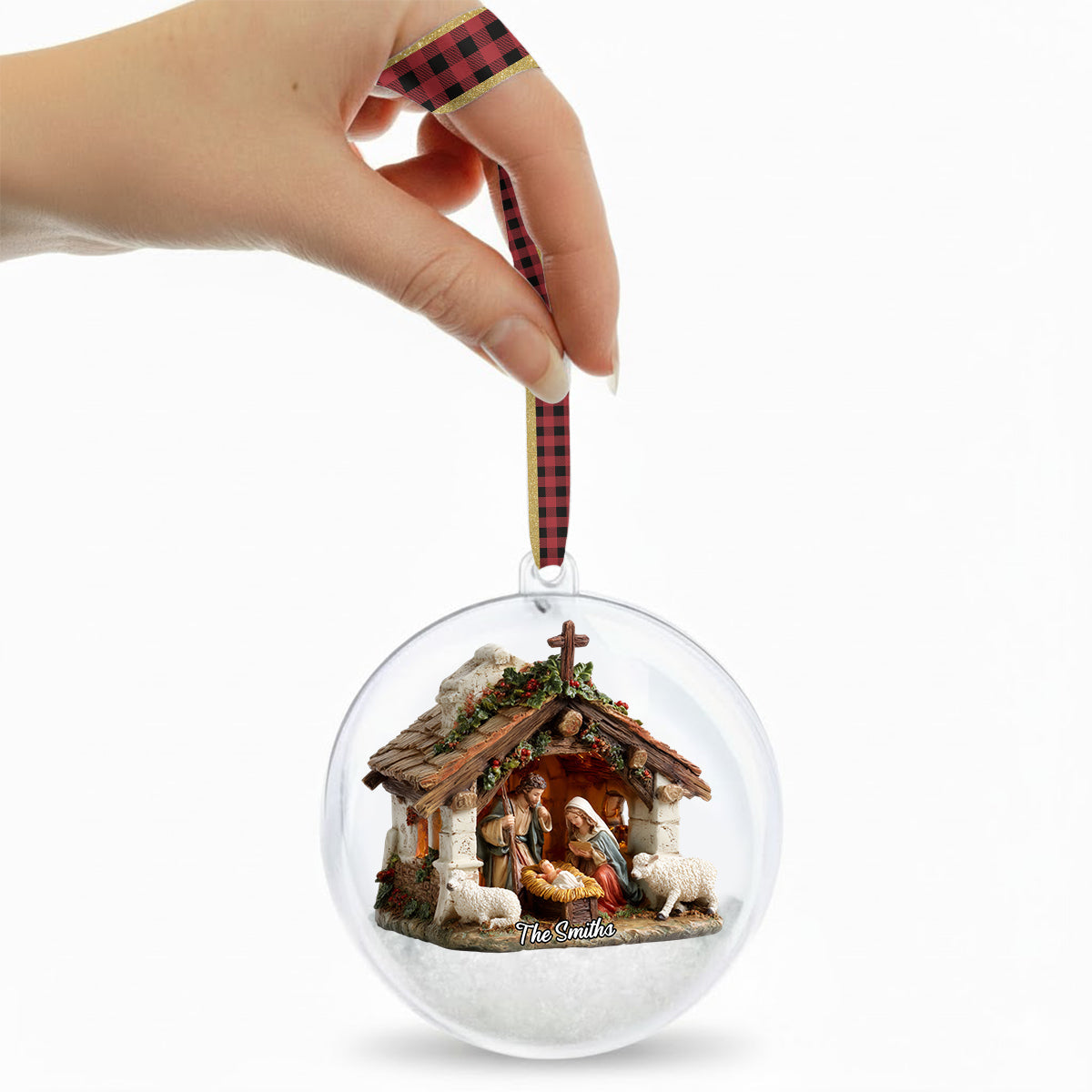 In God We Trust - Personalized Christian Snow Globe Ornament With Bow