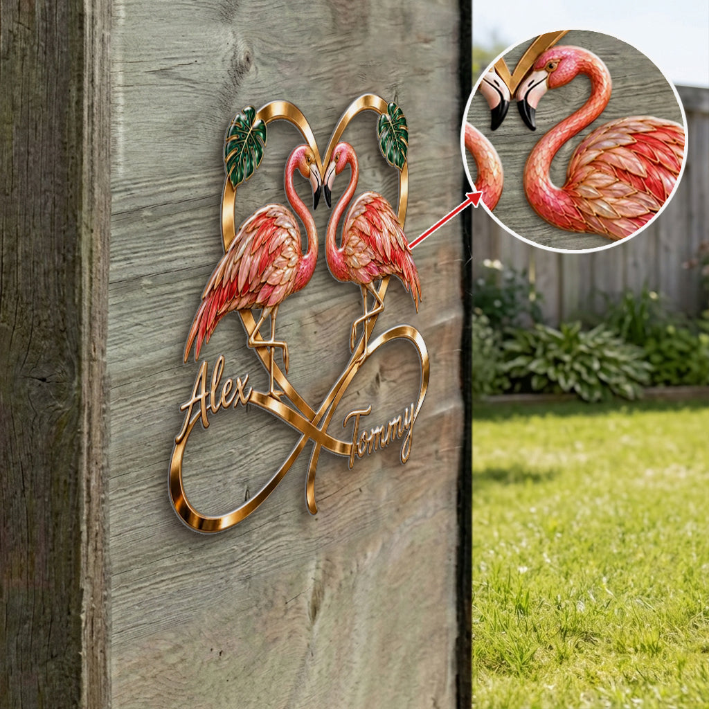 You & Me We Got This - Personalized Flamingo 3D Printed Cut Metal Sign