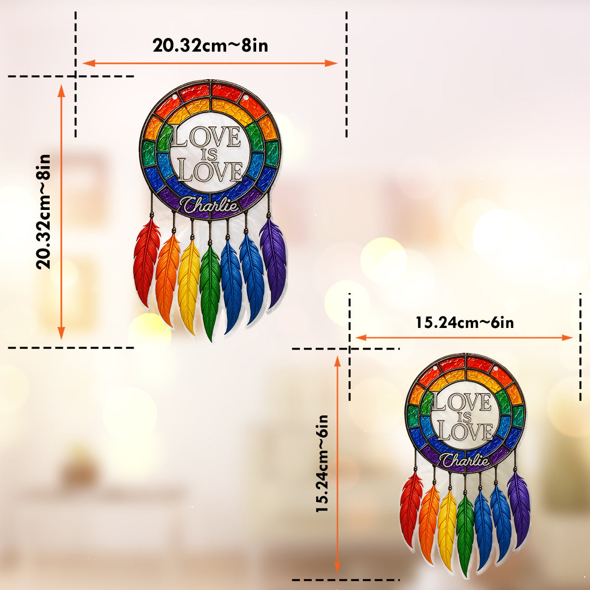 Liebe ist Liebe – Personalisierter LGBT-Unterstützungs-Fensterhänger (Sonnenfänger) 