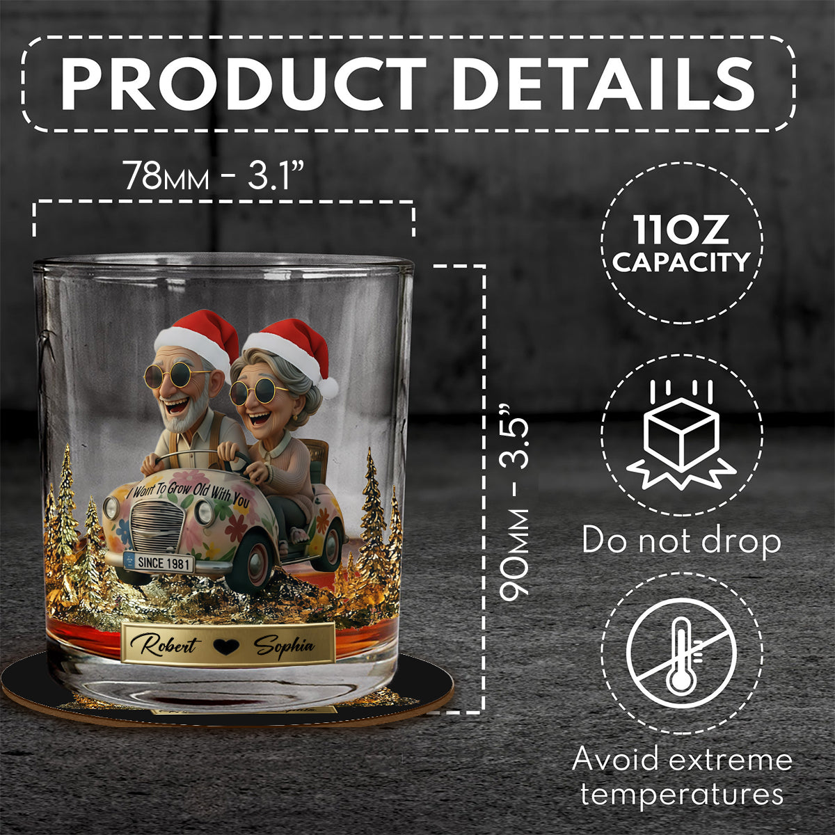 I Want To Grow Old With You - Personalized Couple Whiskey Decanter Set