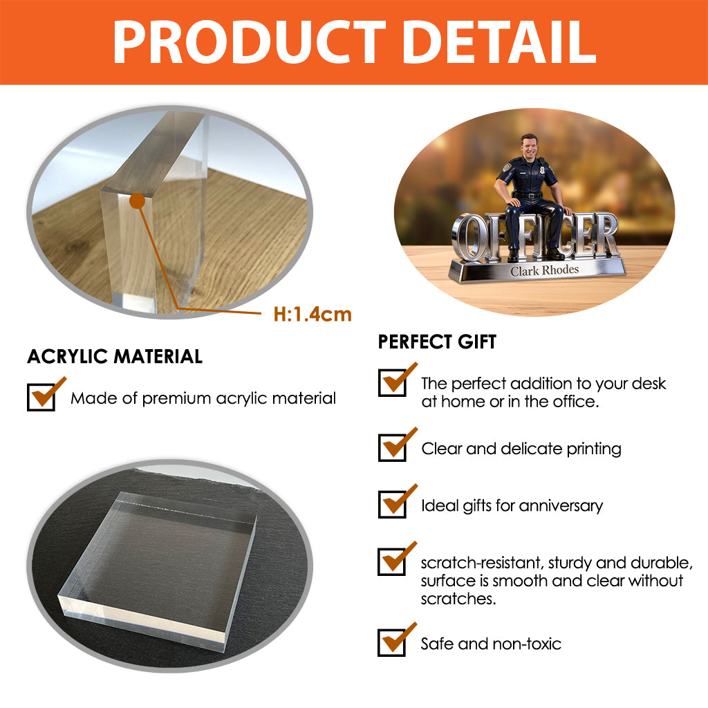 Custom Any Photo - Personalized Police Officer Custom Shaped Acrylic Plaque