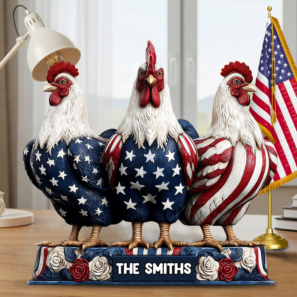 Patriotic Chicken - Personalized Chicken Custom Shaped Acrylic Plaque