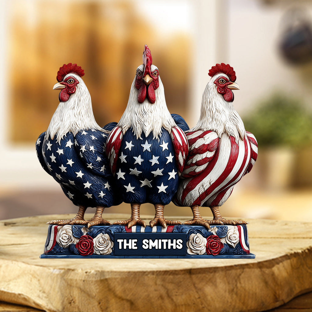 Patriotic Chicken - Personalized Chicken Custom Shaped Acrylic Plaque