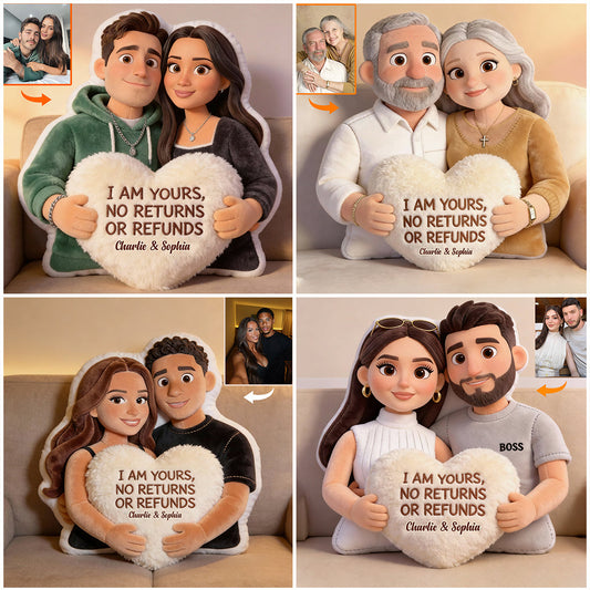 I Am Yours - Personalized Couple Faux Fur Shaped Pillow