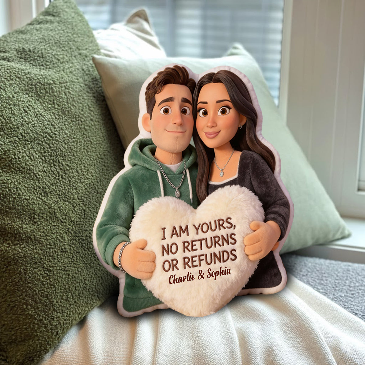 I Am Yours - Personalized Couple Faux Fur Shaped Pillow