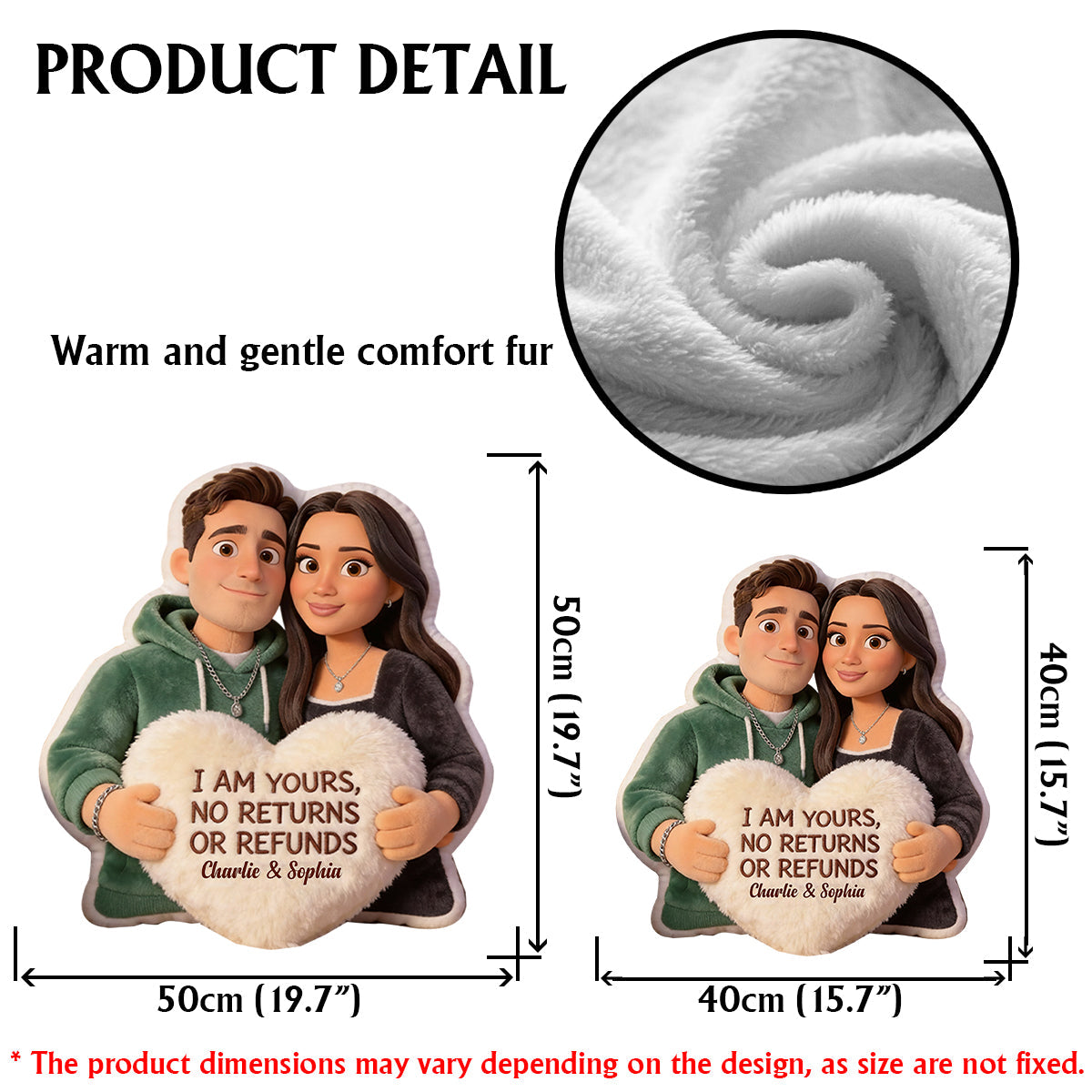 I Am Yours - Personalized Couple Faux Fur Shaped Pillow