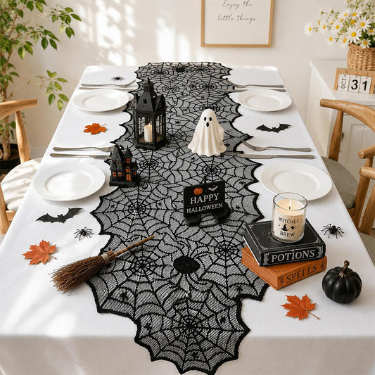 Chemin de table en dentelle noire