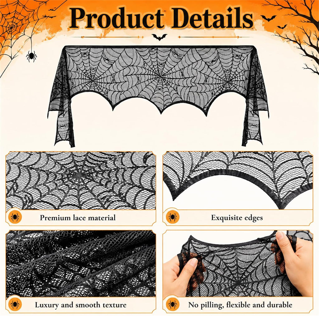 Black Lace Spider Web Table Runner