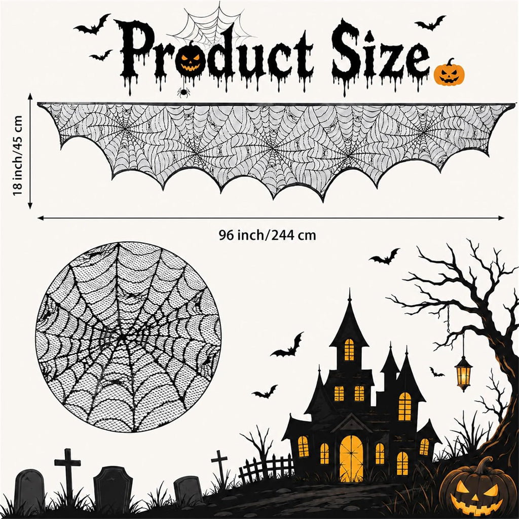 Black Lace Spider Web Table Runner