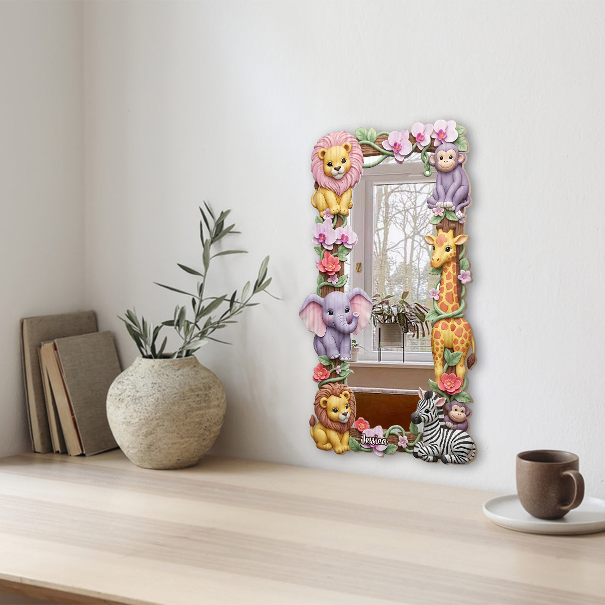 Safari Friends - Personalized Kid Wall Hanging Mirror