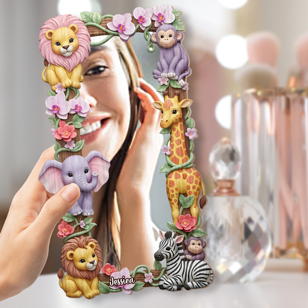 Safari Friends - Personalized Kid Wall Hanging Mirror