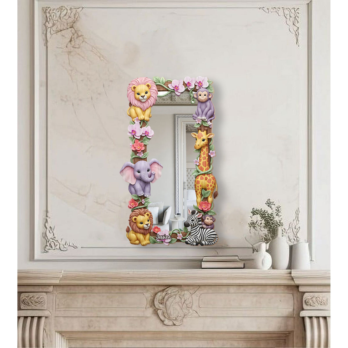 Safari Friends - Personalized Kid Wall Hanging Mirror
