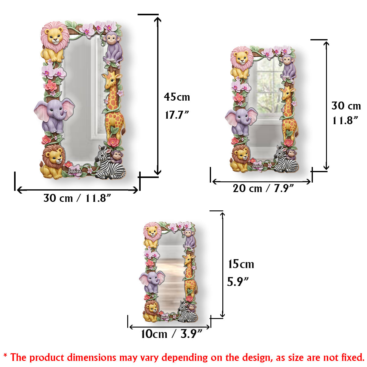 Safari Friends - Personalized Kid Wall Hanging Mirror