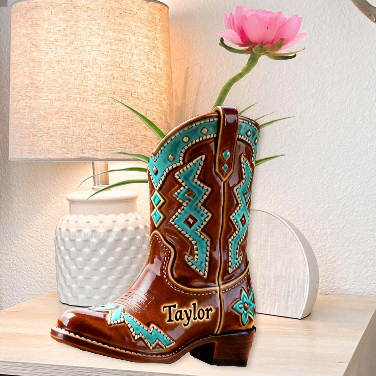 Cowboy Boot - Personalized Country Girl Custom Shape Acrylic Flower Vase