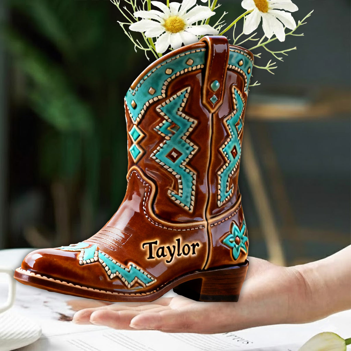 Cowboy Boot - Personalized Country Girl Custom Shape Acrylic Flower Vase