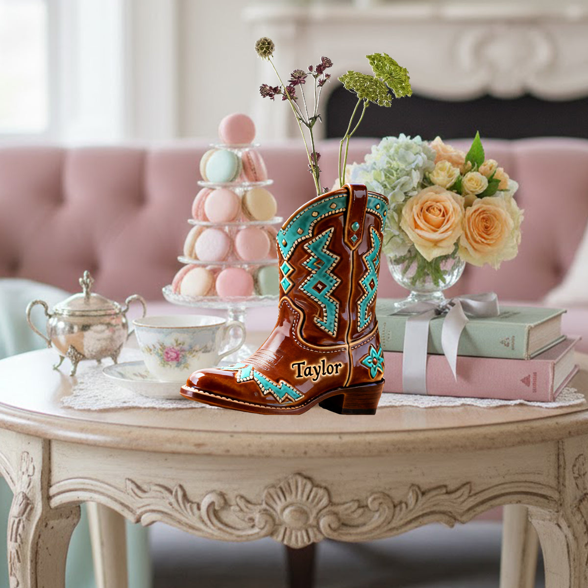 Cowboy Boot - Personalized Country Girl Custom Shape Acrylic Flower Vase