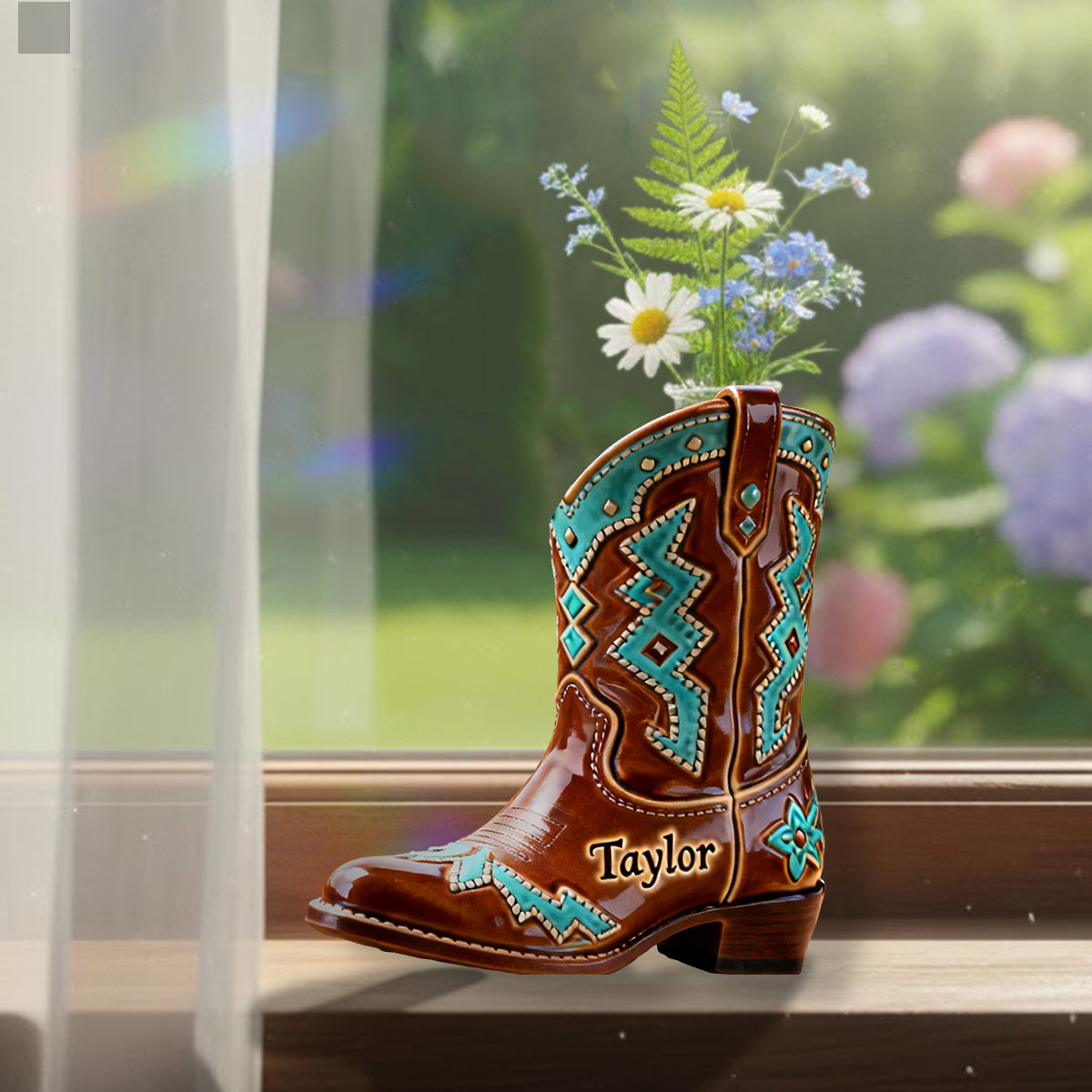 Cowboy Boot - Personalized Country Girl Custom Shape Acrylic Flower Vase