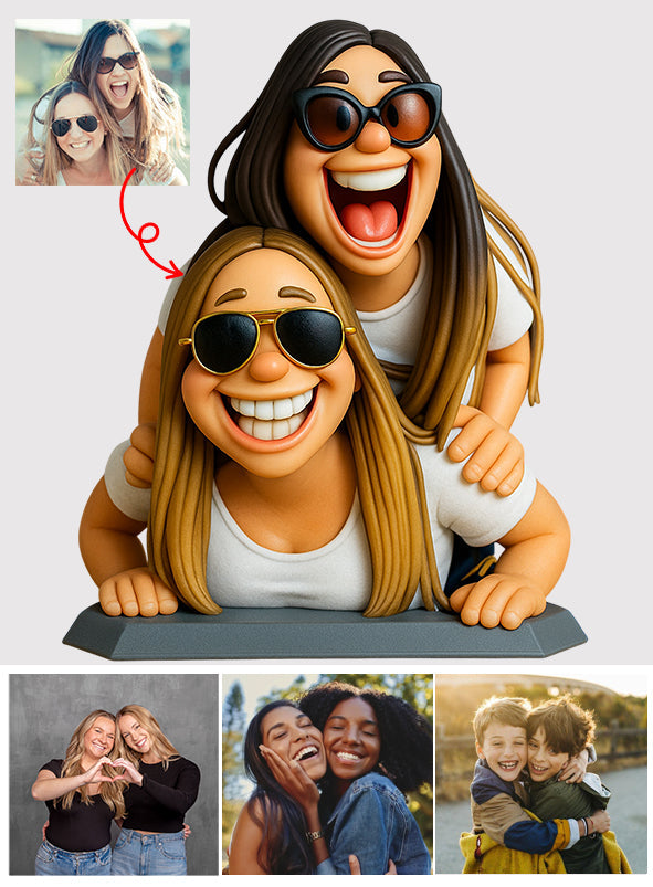 Funny Gift Cartoonish Exaggerated Mascot Style - Personalized Bestie Custom Shaped Acrylic Plaque