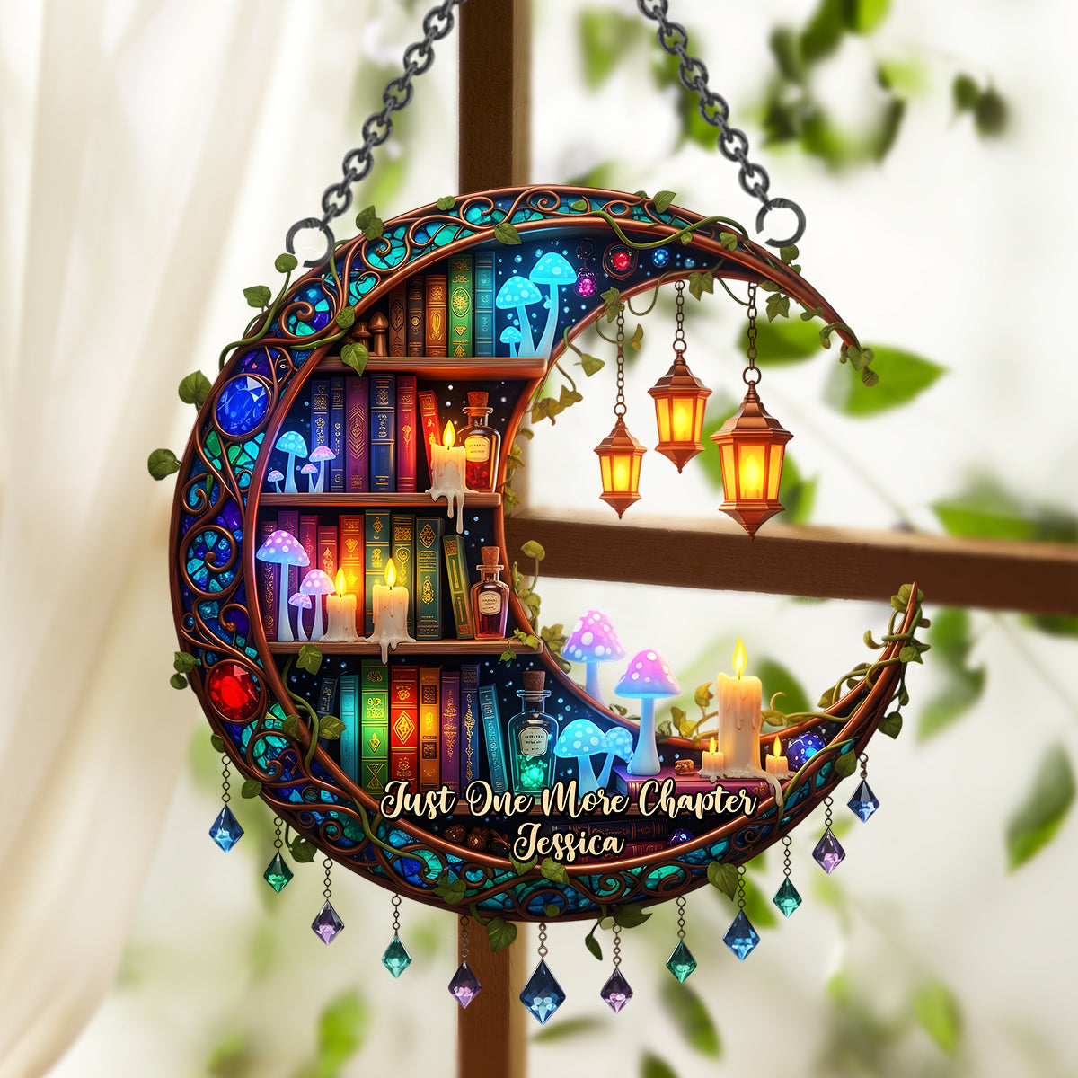 So Many Books So Little Time - Personalized Book Window Hanging Suncatcher Ornament