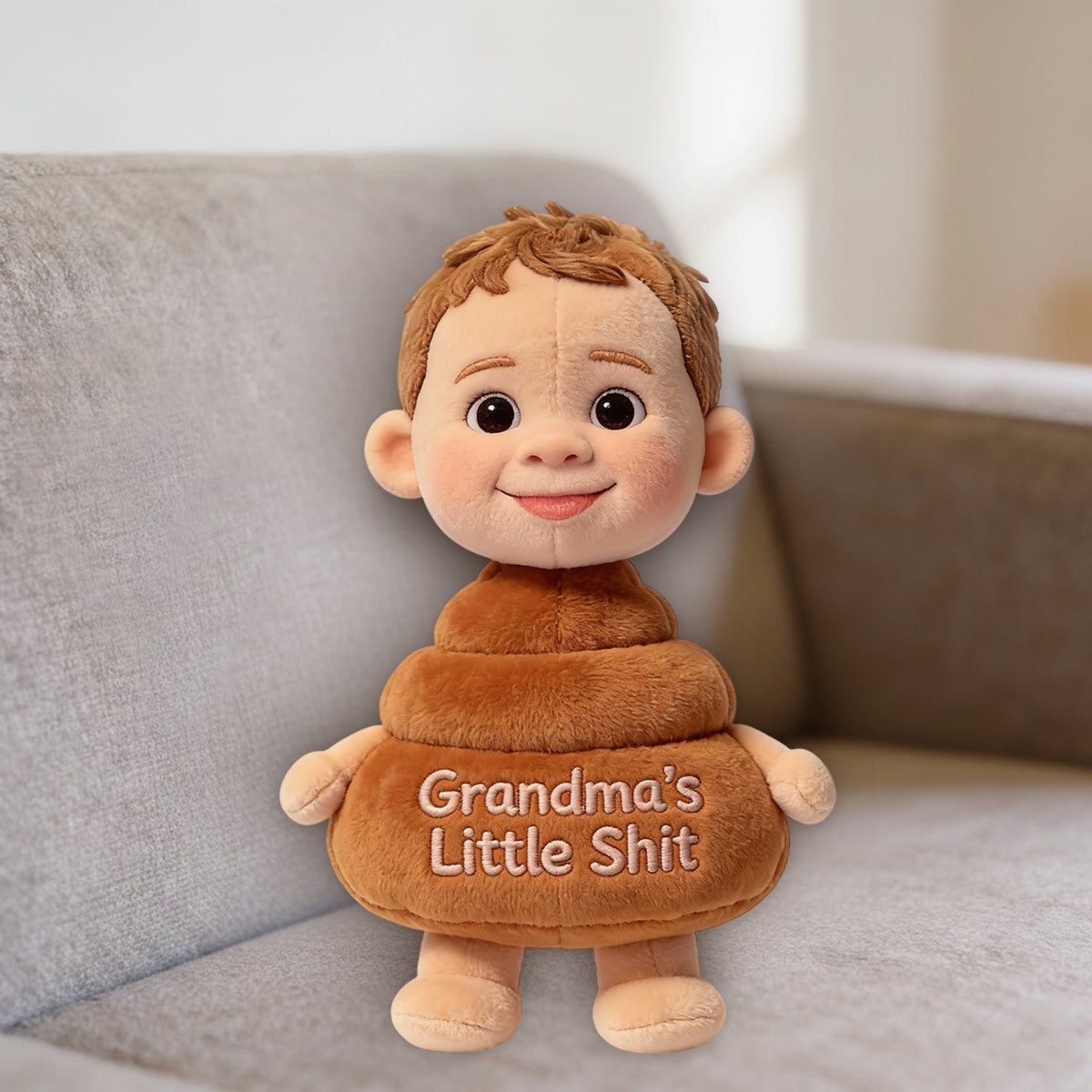 Omas kleiner Scheißer – Personalisiertes Premium-Kunstfellkissen für Oma