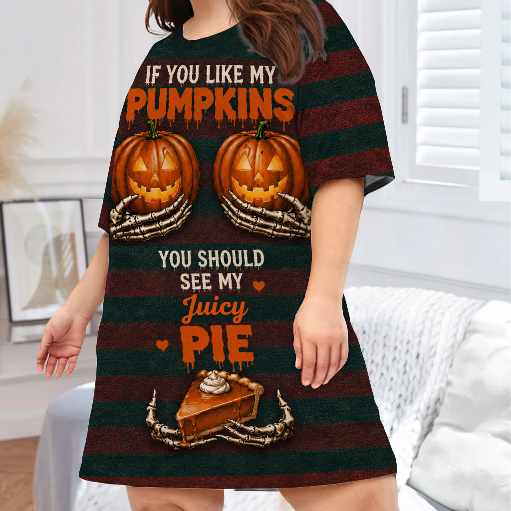 Funny Halloween Gift - Personalized Spicy Couple Sleep T-Shirt Dress