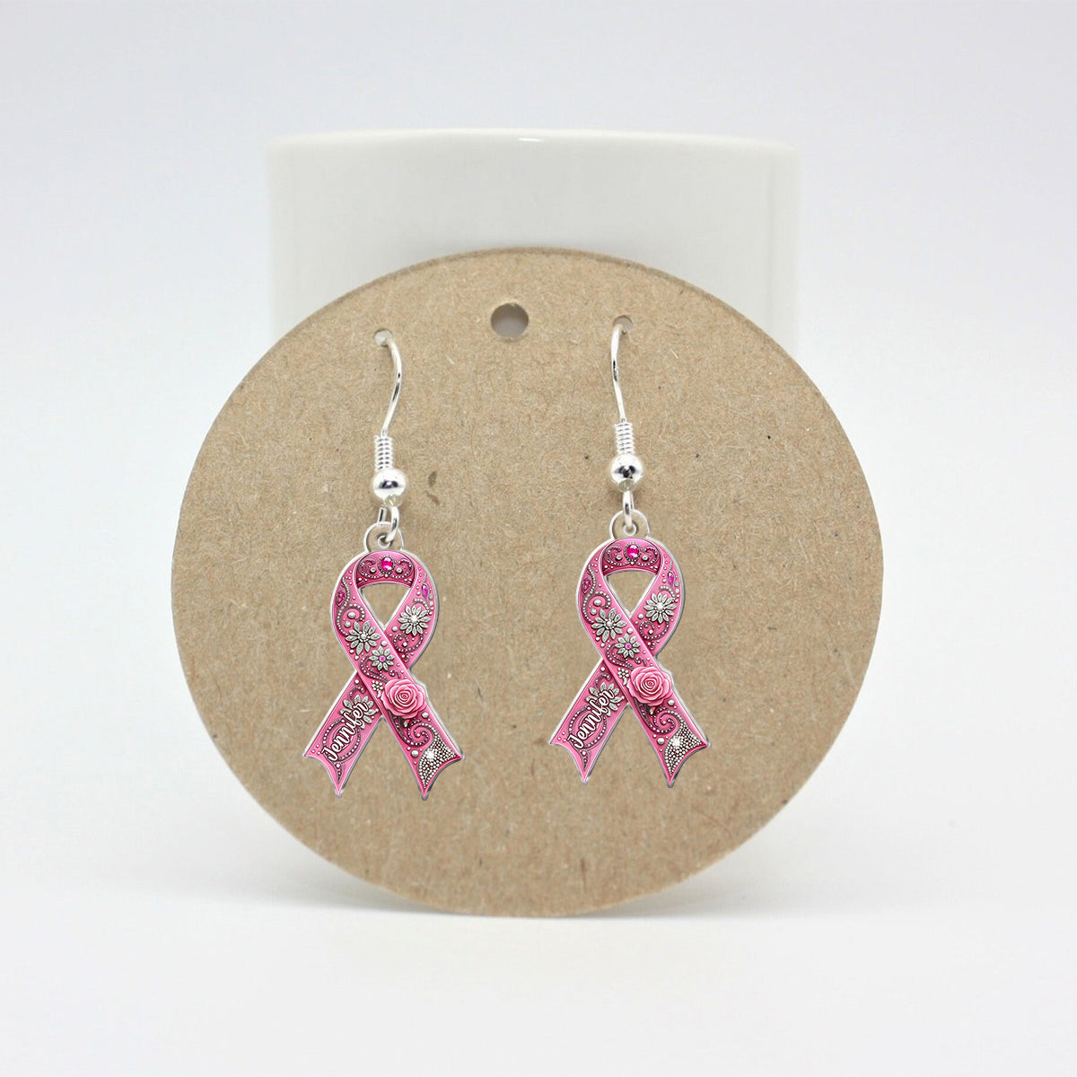 Breast Cancer Awareness - Personalized Breast Cancer Awareness Earrings