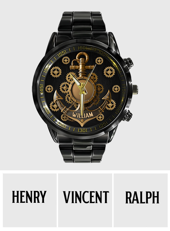 Nautical Anchor Gears Art - Personalized Boating Hand Watch