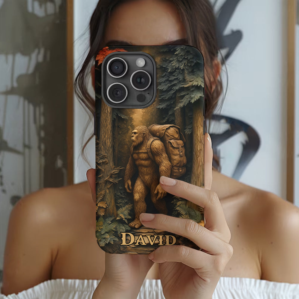 Sasquatch In Forest - Personalized Hiking Full Print Phone Case