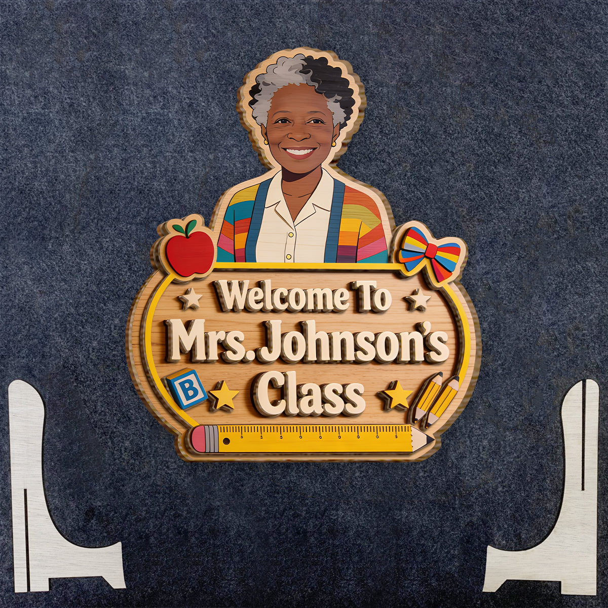 Willkommen in der Lehrerklasse - Personalisierte Lehrer 2-lagige Holztafel / Holzschild