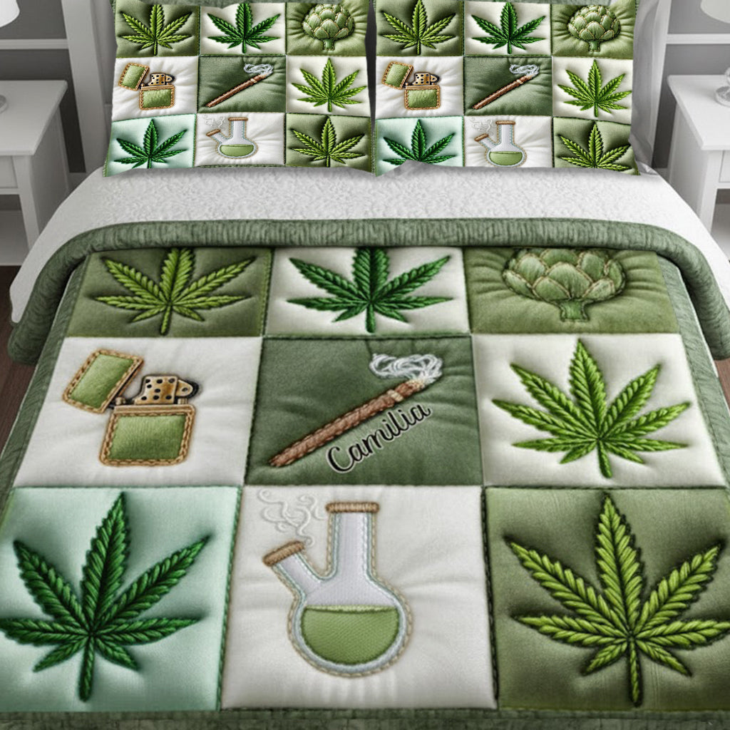 Magic Leaf - Personalized Weed Quilt Set