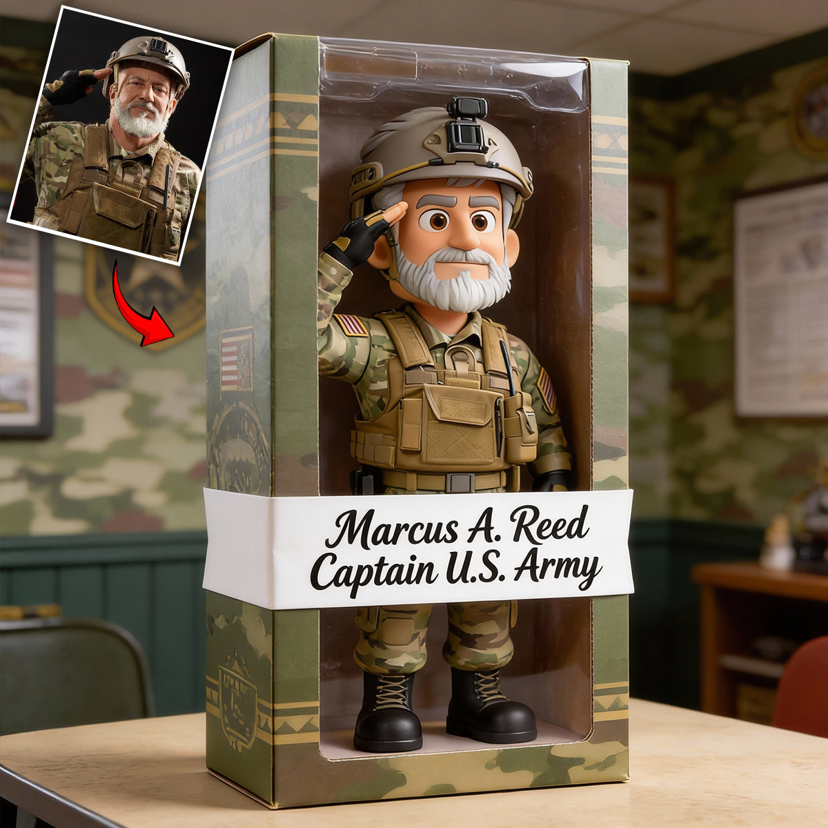 Geschenk für Veteranen – Personalisierte Acrylplakette in Sonderform für Veteranen