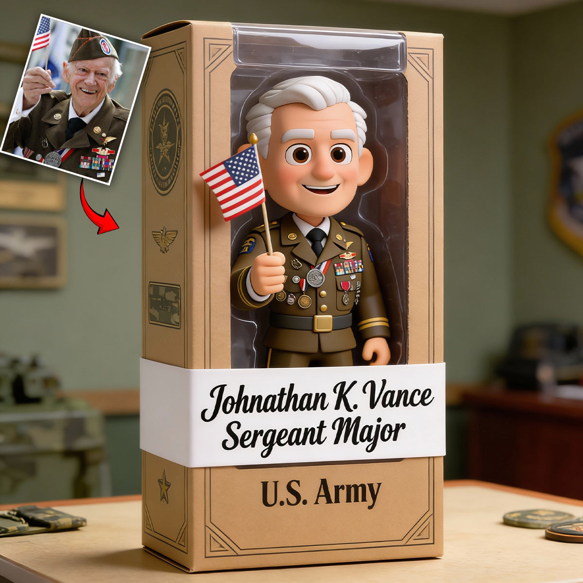 Geschenk für Veteranen – Personalisierte Acrylplakette in Sonderform für Veteranen