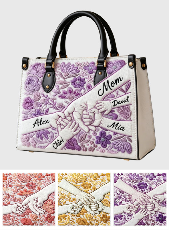 Flower Gift For Mom - Personalized Mother Leather Handbag