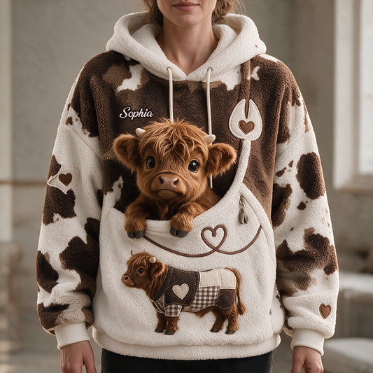 Amour des Vaches des Highlands - Sweat à Capuche Fleece Personnalisé