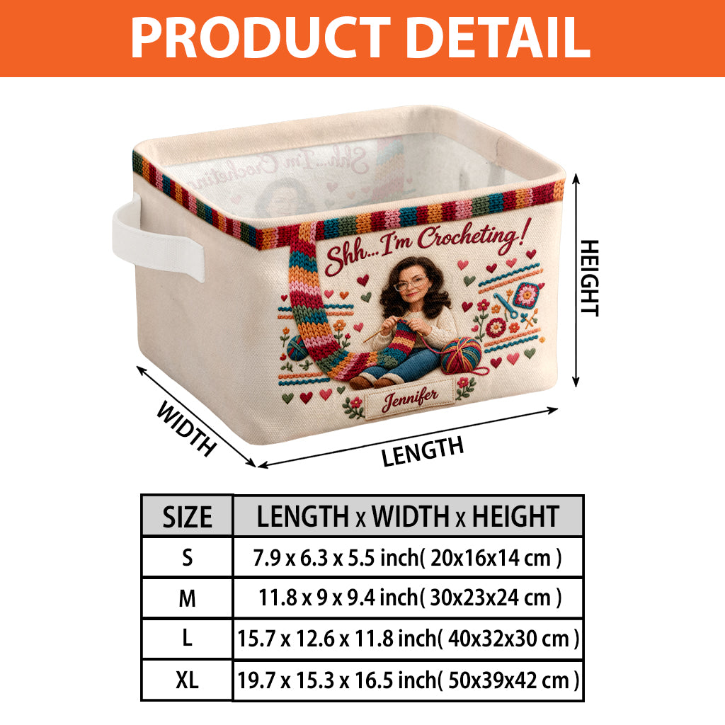 Shh I'm Crocheting - Personalized Crocheting Rectangle Storage Basket