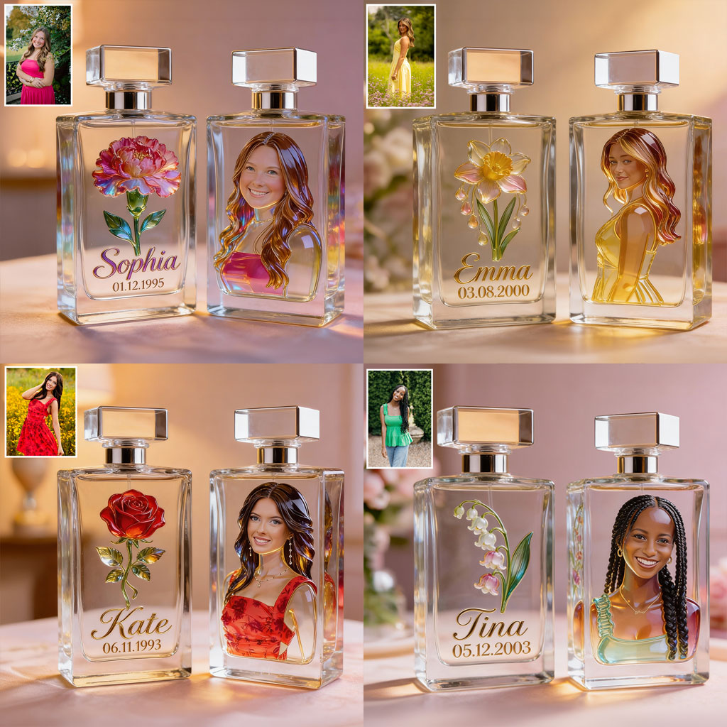 Custom Any Photo Birthmonth Flower - Personalized Self Love Refillable Perfume Bottle