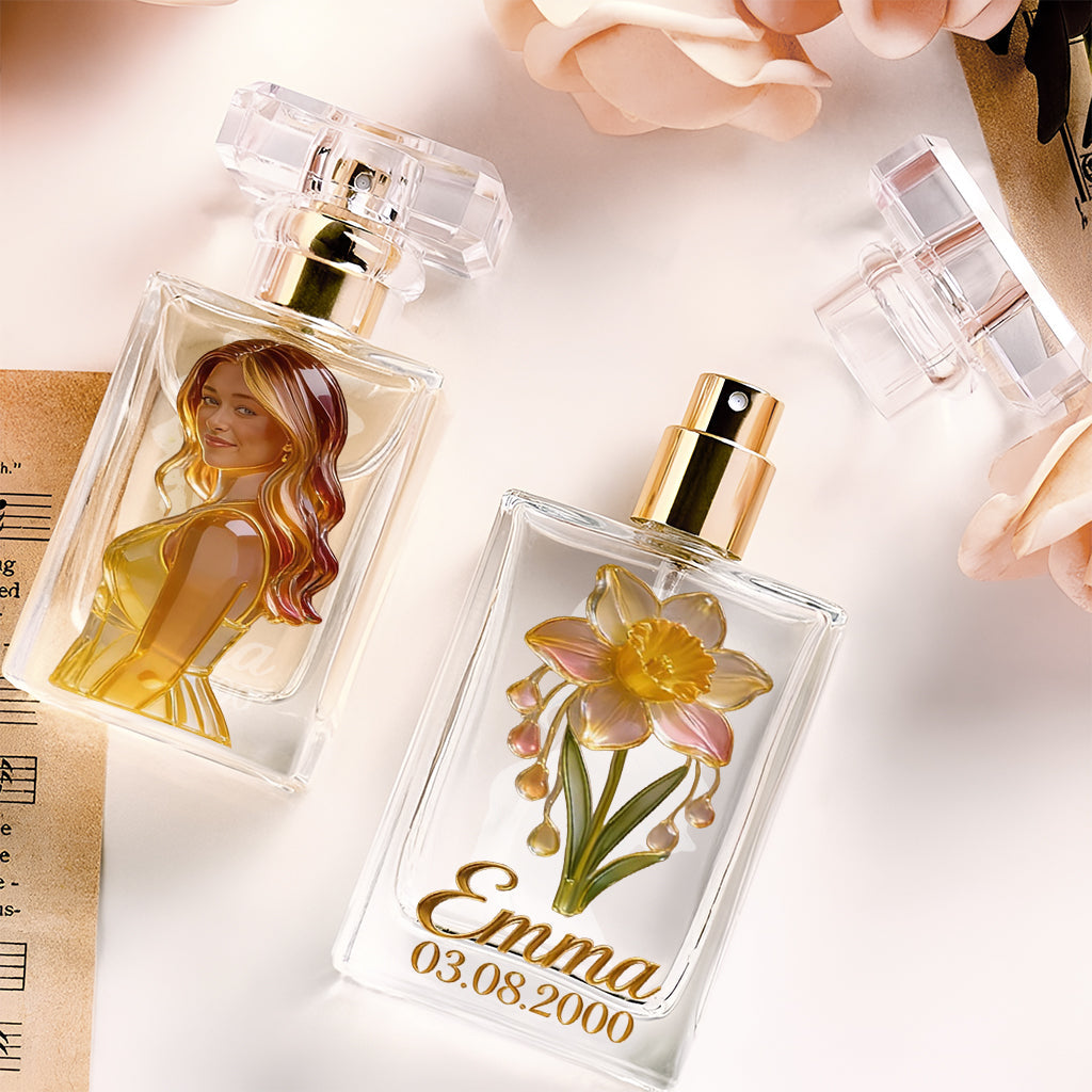 Custom Any Photo Birthmonth Flower - Personalized Self Love Refillable Perfume Bottle