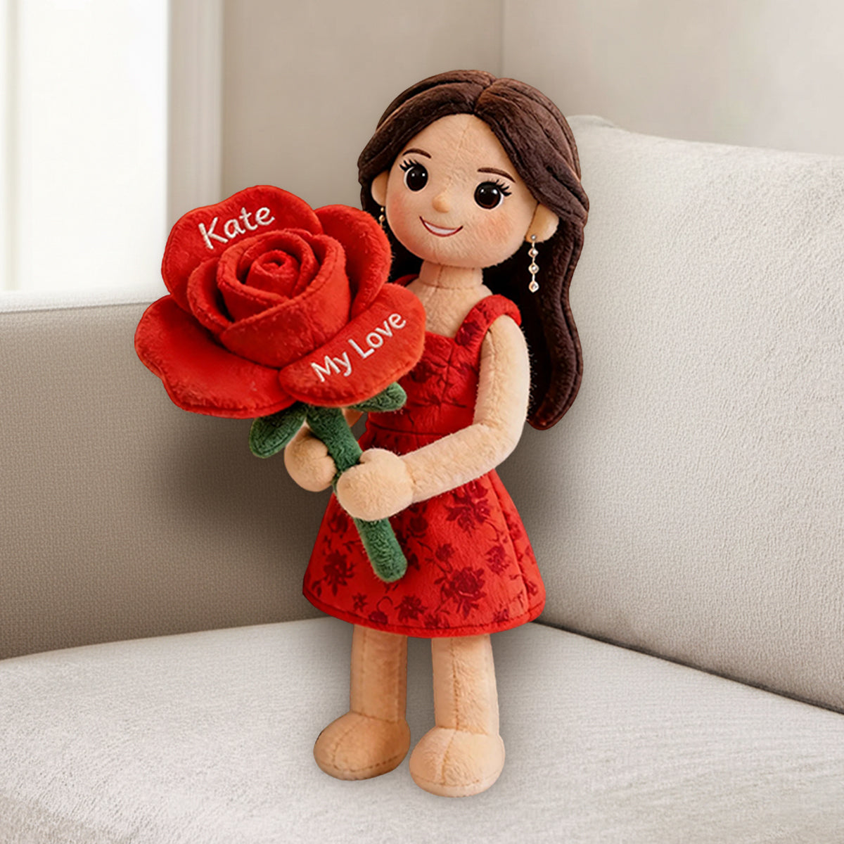 Fleur de naissance personnalisée avec photo - Coussin en fausse fourrure premium personnalisé pour s'aimer soi-même