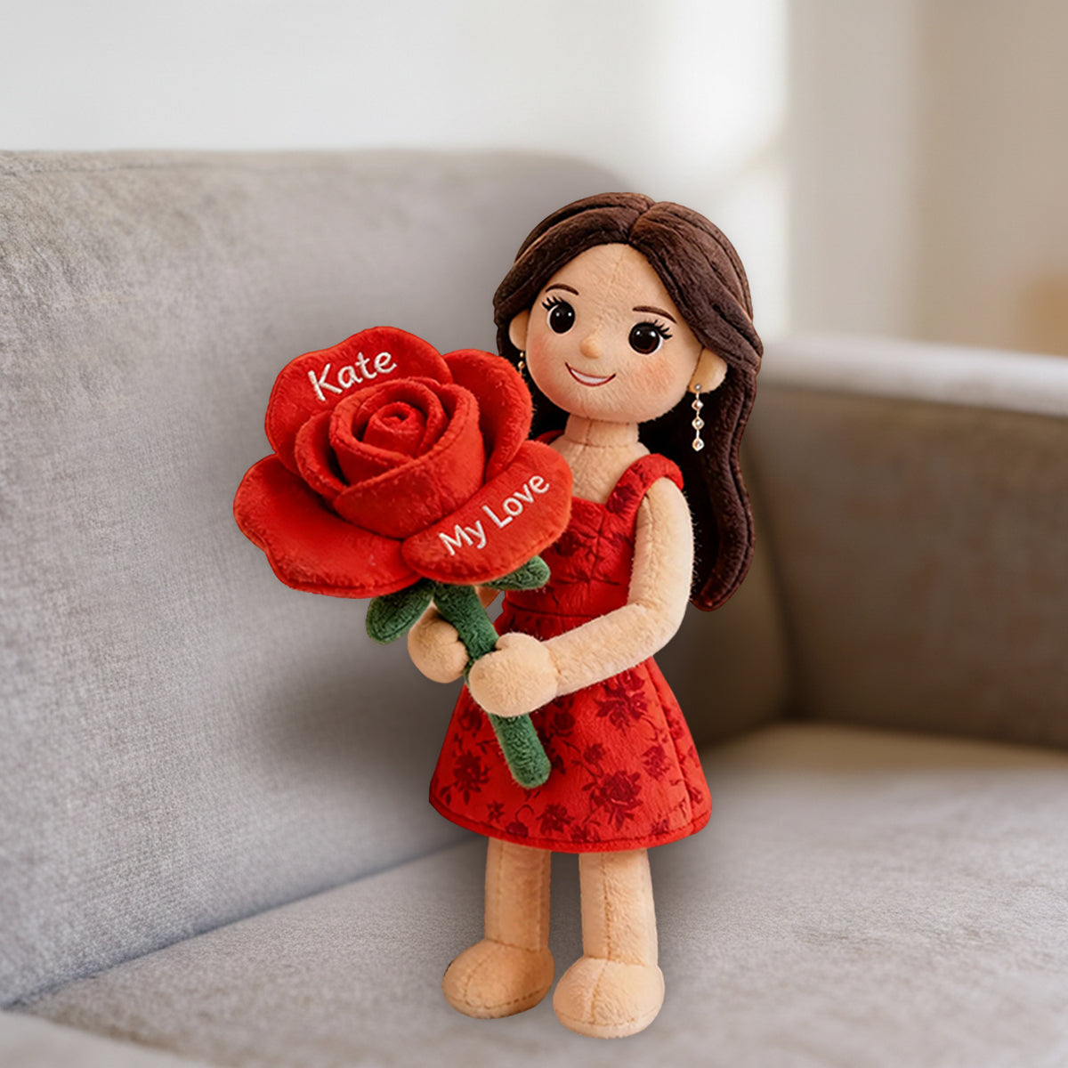 Fleur de naissance personnalisée avec photo - Coussin en fausse fourrure premium personnalisé pour s'aimer soi-même