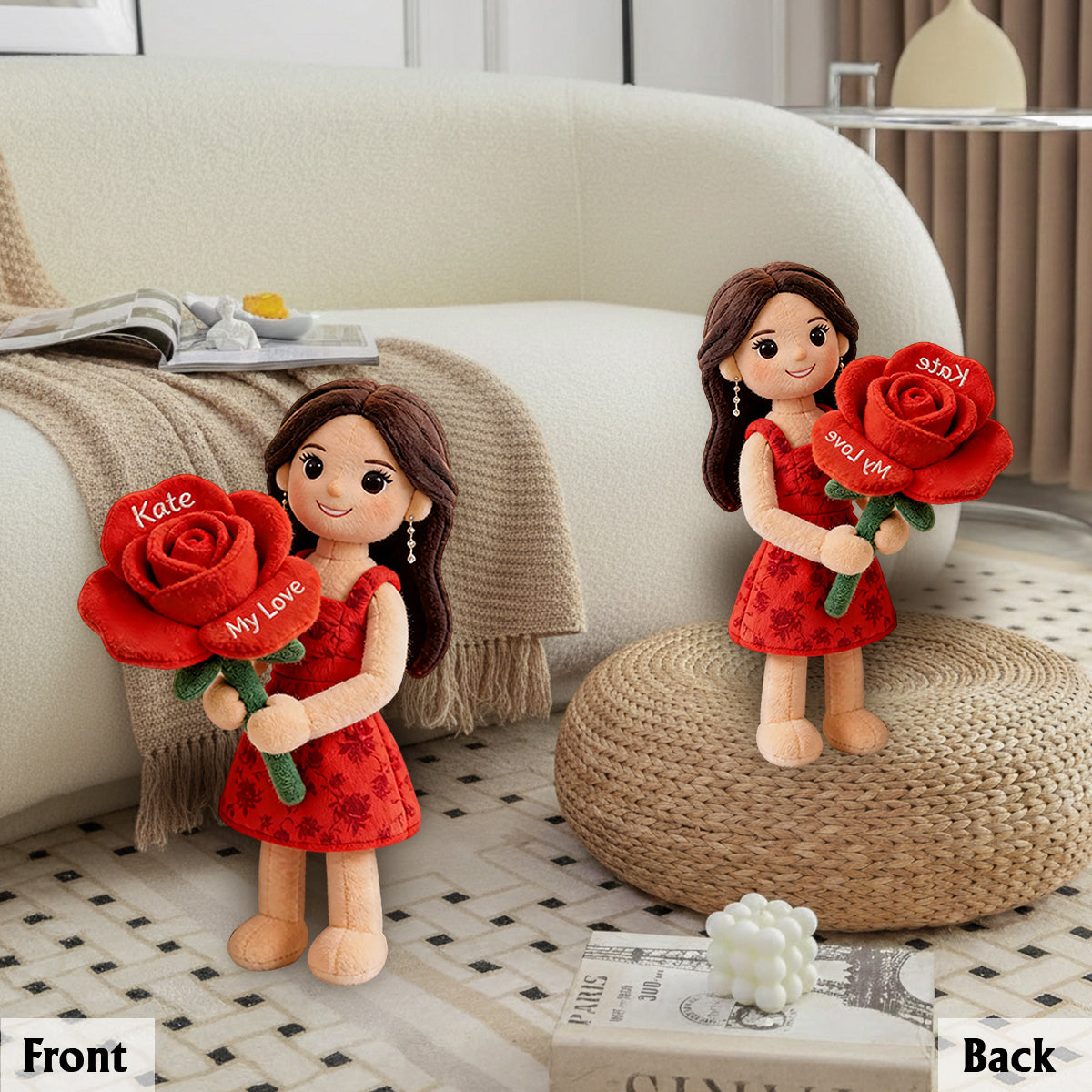 Fleur de naissance personnalisée avec photo - Coussin en fausse fourrure premium personnalisé pour s'aimer soi-même