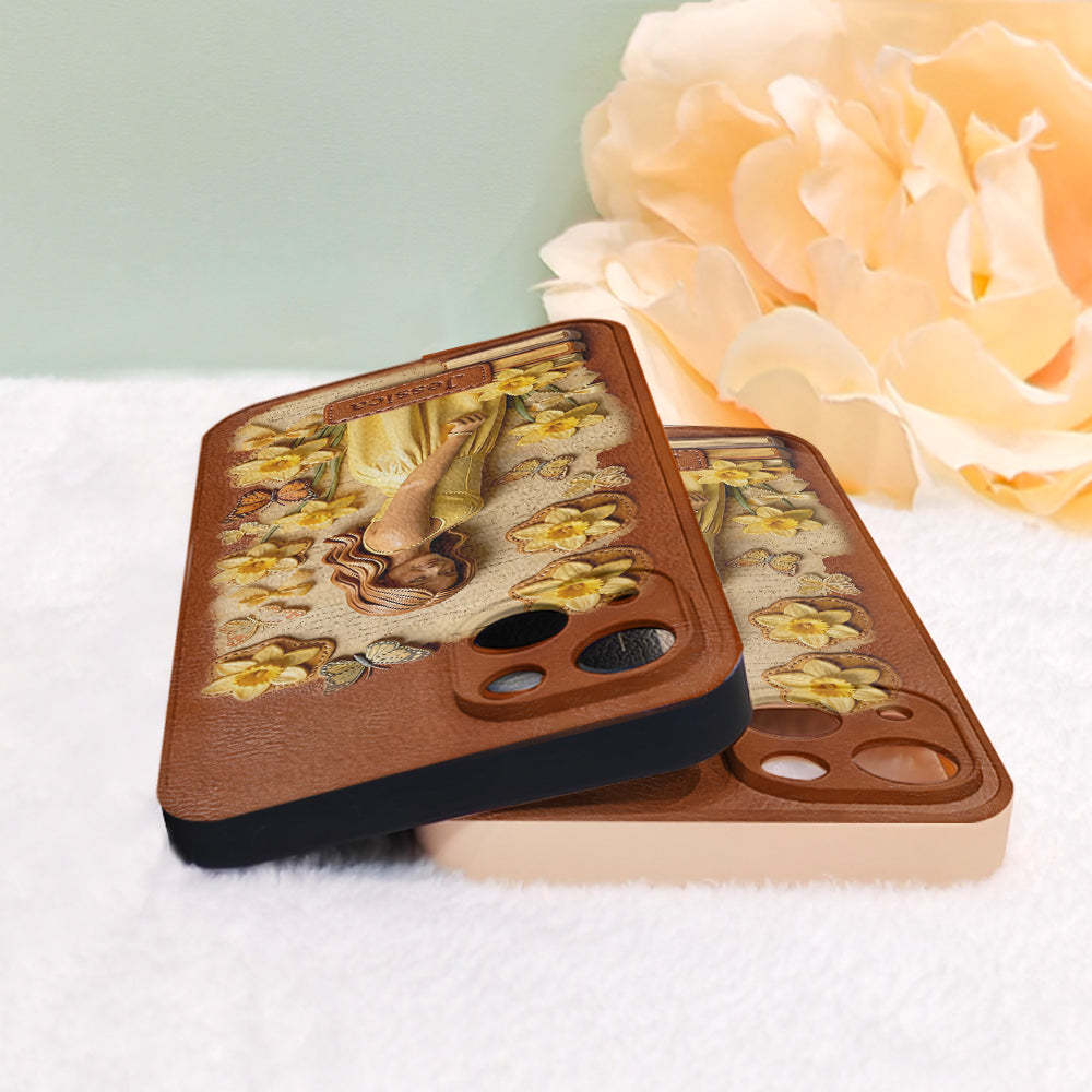 Custom Any Photo Unique Birth Flower - Personalized Self Love Leather Phone Case