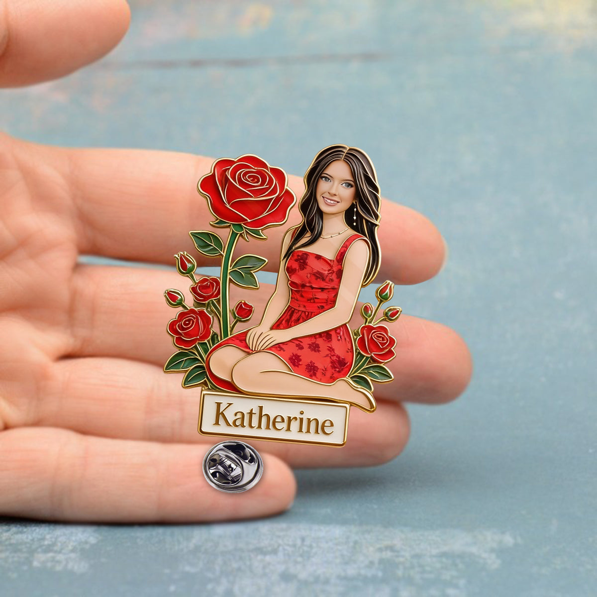 Custom Any Photo Birth Month Flower - Personalized Self Love Pin