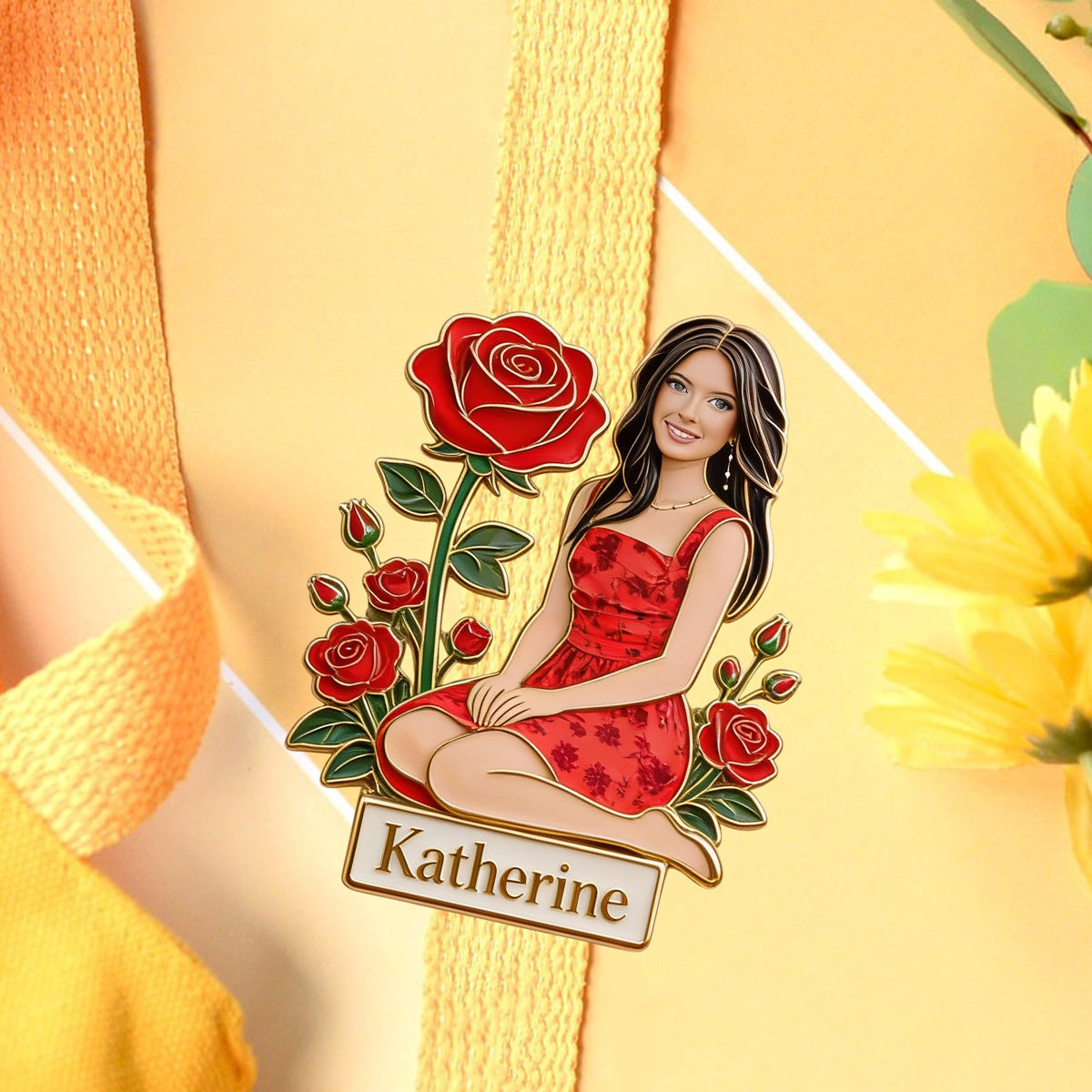 Custom Any Photo Birth Month Flower - Personalized Self Love Pin