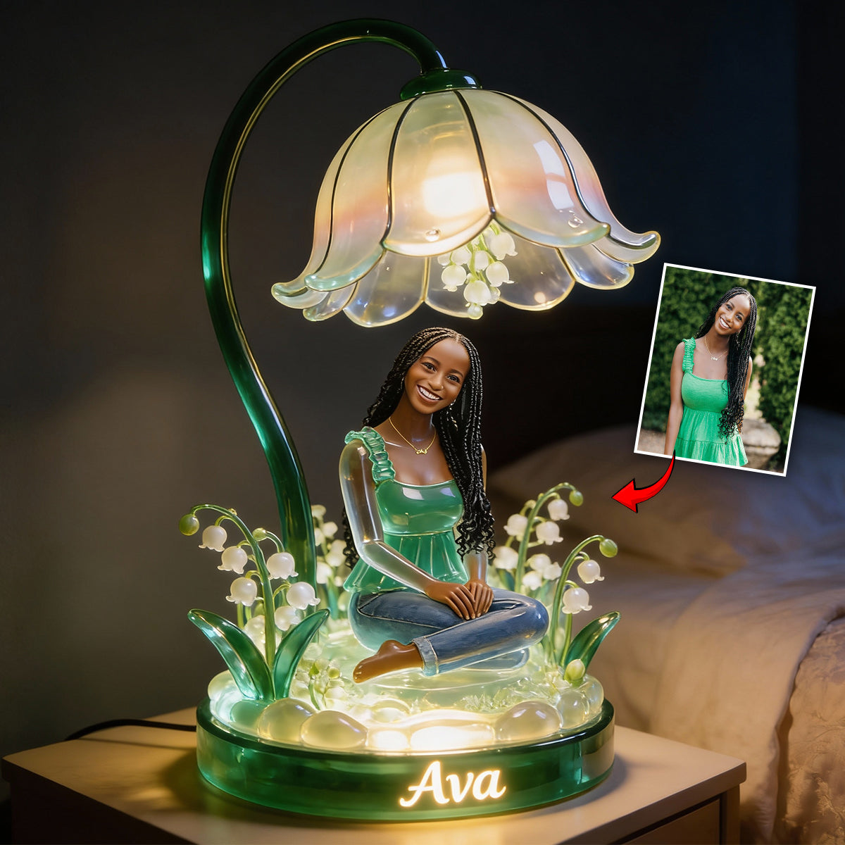 Custom Any Photo Birthmonth Flower - Personalized Self Love Acrylic LED Night Light