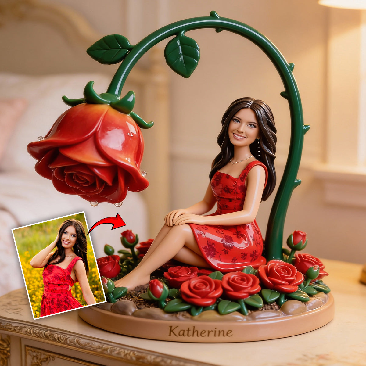 Individuell gestaltete Geburtsblume mit Foto – Personalisierte Acrylplakette in individueller Form zur Selbstliebe