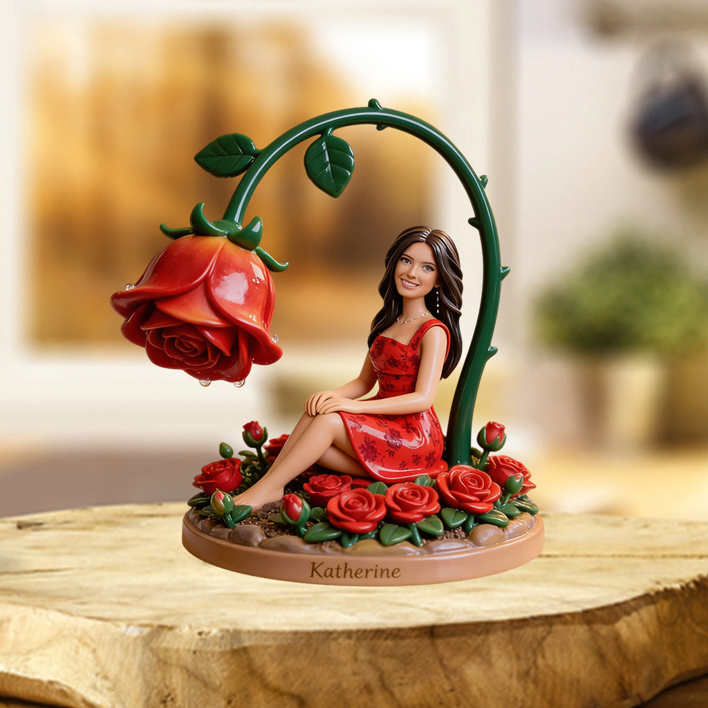 Individuell gestaltete Geburtsblume mit Foto – Personalisierte Acrylplakette in individueller Form zur Selbstliebe